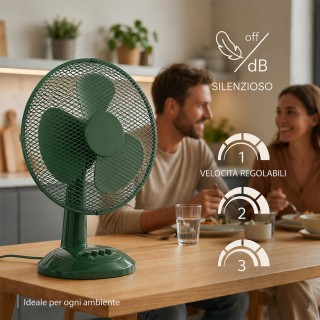 BAKAJI Επιτραπέζιος Ανεμιστήρας Διαμέτρου 30cm, Ισχύς 35W, Πράσινος...