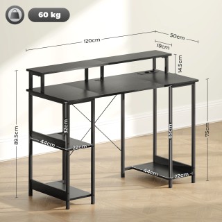 HOMCOM  Αναστρέψιμο γραφείο για υπολογιστή με ηλεκτρικές πρίζες, φώ...