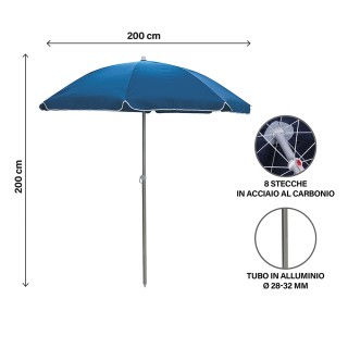 Galileo Ομπρελόνι παραλίας 2 μ από αλουμίνιο με 8 ενισχυμένες ακτίν...