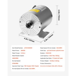 VEVOR Σετ Ηλεκτρικού Κινητήρα 72V 3000W με Βελτιωμένο Ελεγκτή Ταχύτ... VEVOR Σετ Ηλεκτρικού Κινητήρα 72V 3000W με Βελτιωμένο Ελεγκτή Ταχύτ...
