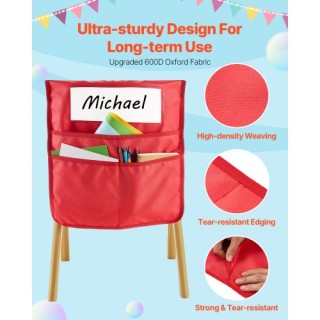 VEVOR Θήκες Καρεκλών για Τάξη, 12τμχ, Πολύχρωμες, 17x19 εκ., με Ονο...