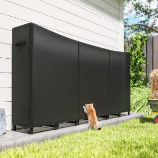 Outsunny Εξωτερικό Μεταλλικό Καυσόξυλο με Αδιάβροχο Κάλυμμα, Χωρητι...