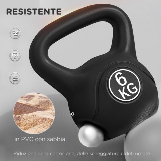 HOMCOM Kettlebell 6kg από Πλαστικό και Άμμο με Επίπεδη Βάση και Λαβ... HOMCOM Kettlebell 6kg από Πλαστικό και Άμμο με Επίπεδη Βάση και Λαβ...
