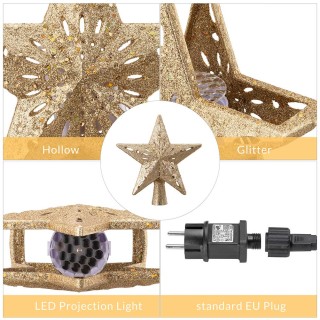 BAKAJI  Προβολέας LED για Χριστουγεννιάτικο Δέντρο Σχήμα Αστέρι Χρυ...