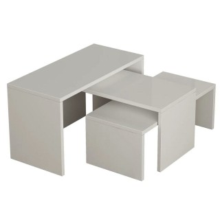 BAKAJI Σετ Τραπεζάκια Σαλονιού 3τμχ Ορθογώνια Λευκό Ξύλο Μοντέρνου ...