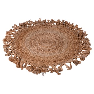Villa DEste  Στρογγυλό υφαντό χαλί 90 cm από γιούτα με διακοσμητικέ...