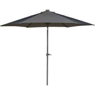 BAKAJI Γκρι Ομπρέλα Κήπου με 18 LED και Κεντρικό Πάσσαλο για Εξωτερ...