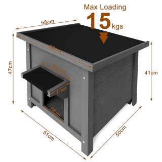 BAKAJI Γκρι Ξύλινο Σπιτάκι Κατοικιδίων με Ανοιγόμενη Σκεπή 60x58x47...