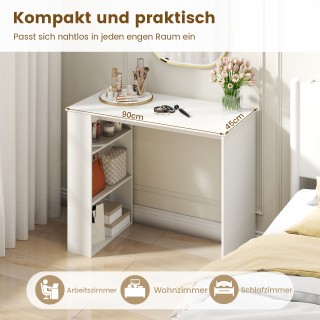 Costway Λευκός Γραφείο Υπολογιστή 90 εκ. με Ράφι Βιβλίων - Μοντέρνο...