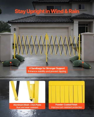 VEVOR Κινητό Διπλό Εκτάσιμο Οδόφραγμα 7,66μ με Κλειδώσιμους Τροχούς...