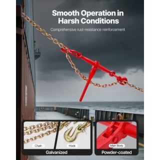 VEVOR Δετικό Αλυσίδας με Καστάνια 3/8 x 10 G80 για Μεταφορά Φορτίου...
