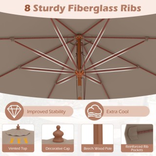 Costway Ομπρέλα κήπου/αγοράς 300 εκ. με μηχανισμό κλίσης και ξύλινο...