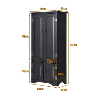 Ντουλάπι με Πορτάκια και Ρυθμιζόμενα Ράφια Costway JZ10009BK Ντουλάπι με Πορτάκια και Ρυθμιζόμενα Ράφια Costway JZ10009BK