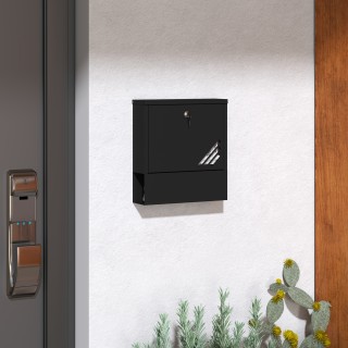 HOMCOM Μεταλλικό Ταχυδρομικό Κουτί Τοίχου με Παράθυρο και Κλειδαριά...