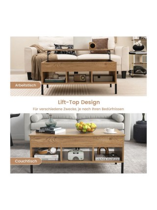 Costway Ρυθμιζόμενο Τραπέζι Σαλονιού 100 x 50 x 45 εκ. με Ανασηκώμε...