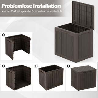 Costway Εξωτερική Αποθηκευτική Κουτί Ρατάν 96L Καφέ με Κλείδωμα NP1...