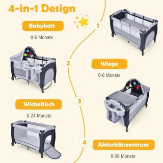 Costway Πολυλειτουργικό 4-σε-1 Παιδικό Κρεβατάκι με Αλλαξιέρα, Κου... Costway Πολυλειτουργικό 4-σε-1 Παιδικό Κρεβατάκι με Αλλαξιέρα, Κου...