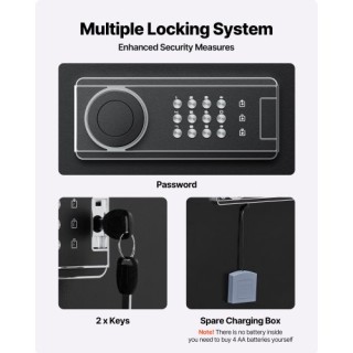 VEVOR Πυράντοχη Οπλοθήκη για για 6-8 Όπλα, Ψηφιακή Καμπίνα με Κλειδ...