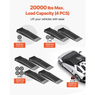 VEVOR Φορητές Ράμπες Αυτοκινήτου, Χωρητικότητα 9072 kg, Ύψος Ανύψωσ...