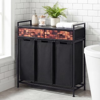 Costway 3τμητο Καλάθι Απλύτων με Αφαιρούμενα Καλάθια και Μεταλλικό ...