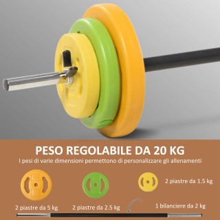 HOMCOM Σετ Μπάρας και Δίσκων 20kg, Ø28x130cm, Πολύχρωμο A91-260V00MX HOMCOM Σετ Μπάρας και Δίσκων 20kg, Ø28x130cm, Πολύχρωμο A91-260V00MX