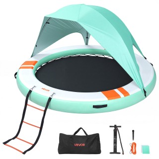 VEVOR Φουσκωτή Πλωτή Αποβάθρα 2,44 μ. Στρογγυλή, Αντιολισθητική Πλα...