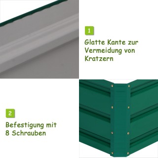 Costway  Πράσινο Ορθογώνιο Μεταλλικό Υπερυψωμένο Παρτέρι για Λαχανι...