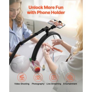 VEVOR Φωτιστικό Νυχιών 20W με Κλιπ & Βάση Κινητού LED Ημισέληνος WS...