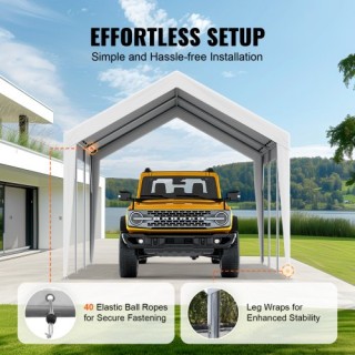 VEVOR Αντικατάσταση Καλύμματος Carport 10x20 ft, Αδιάβροχο & UV Προ...