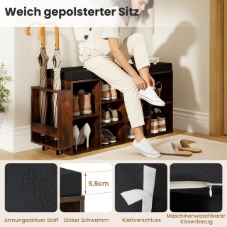 Costway Σκαμπό Παπουτσιών με Βάση για Ομπρέλες και Μαξιλαρωμένο Κάθ... Costway Σκαμπό Παπουτσιών με Βάση για Ομπρέλες και Μαξιλαρωμένο Κάθ...