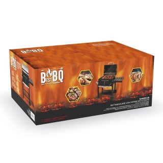 Galileo Ορθογώνιο μπάρμπεκιου από ανθρακοχάλυβα με ρόδες, 2 ράφια 1...