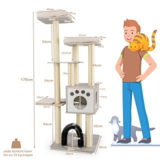 Costway 176 εκ. Γκρι 6-επίπεδο Γατόδεντρο με Άνετα Στρώματα & Σπηλι... Costway 176 εκ. Γκρι 6-επίπεδο Γατόδεντρο με Άνετα Στρώματα & Σπηλι...