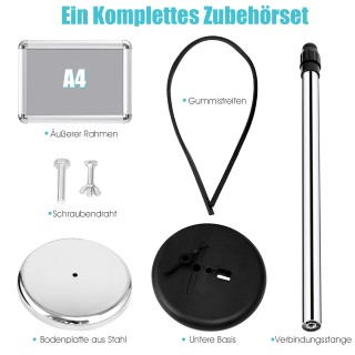 Costway Ρυθμιζόμενο Σταντ Πληροφοριών A4 με Περιστρεφόμενη Βάση, Ασ...