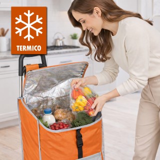 BAKAJI Καρότσι Τρόλεϊ Ψυγείο Zeus Πορτοκαλί με Ρόδες και Εργονομική...