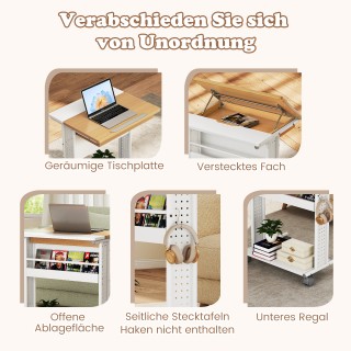 Costway Γραφείο Υπολογιστή με Κλίση & Ροδάκια – Ιδανική Επιφάνεια γ...