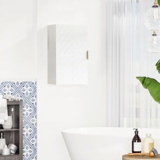 Kleankin Λευκή Ντουλάπα Μπάνιου Τοίχου με Διακοσμητική Πόρτα και Χρ...