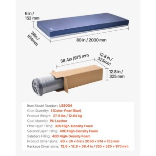 VEVOR 6-Ιντσών Αδιάβροχο Αντιολισθητικό Στρώμα Αφρού για Ιατρικά Κρ...