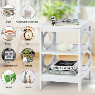 Costway  Πολυλειτουργικό Κομοδίνο/Βοηθητικό Τραπέζι με 3 Ράφια και ...