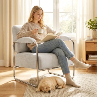 HOMCOM Πολυθρόνα Σαλονιού και Καρεκλάκι Υπνοδωματίου από Μαλακή Σεν...