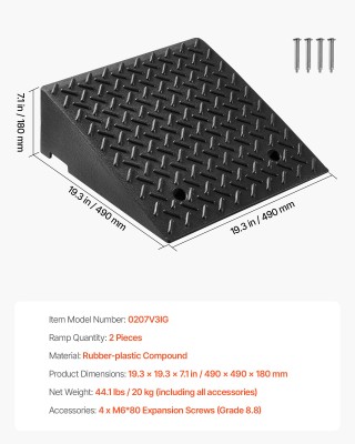 VEVOR Ράμπα Δρόμου, Ανυψωτική Ικανότητα 3.175 Τόνων, Ύψος 17.8 εκ, ...