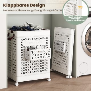 Costway Λευκός Πτυσσόμενος Καλάθι Απλύτων 75L με Ρόδες BA8365WH Costway Λευκός Πτυσσόμενος Καλάθι Απλύτων 75L με Ρόδες BA8365WH