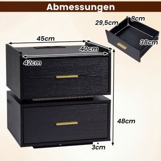 Costway Μοντέρνο κομοδίνο LED με σταθμό φόρτισης, 2 συρτάρια και με...