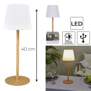 Επαναφορτιζόμενο Φωτιστικό με Εφέ Ξύλου - 15 x 40 x 15 cm Λευκό LA0...