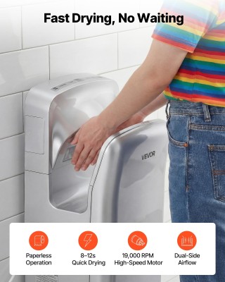 VEVOR Κάθετος Στεγνωτήρας Χεριών με HEPA Φίλτρο και Διπλή Ροή Αέρα,...