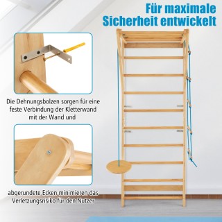 Costway Εσωτερικός Τοίχος Αναρρίχησης με Σκάλα - Αντοχή έως 100 kg ...