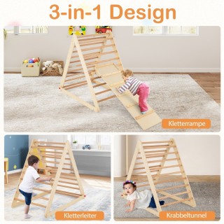 Costway Τρίγωνο Αναρρίχησης για Παιδιά με Ράμπα και Σκάλα από Φυσικ...