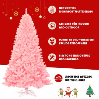 Costway  Τεχνητό Χριστουγεννιάτικο Δέντρο 225 εκ. Ροζ από PVC Υλικό...