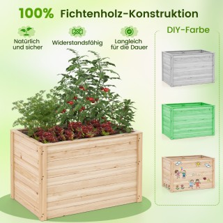 Costway Υπερυψωμένο Ξύλινο Κηπουρικό Κρεβάτι 100 x 64 x 65,5 cm με ...