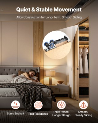 VEVOR Σετ Συρόμενης Πόρτας 1746 mm με Μηχανισμό Soft Close για Ομαλ...