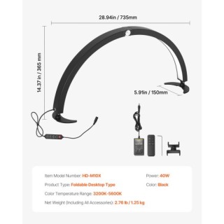 VEVOR Φωτιστικό Γραφείου 40W Ημισέληνος με Βάση Κινητού και Ρυθμιζό...